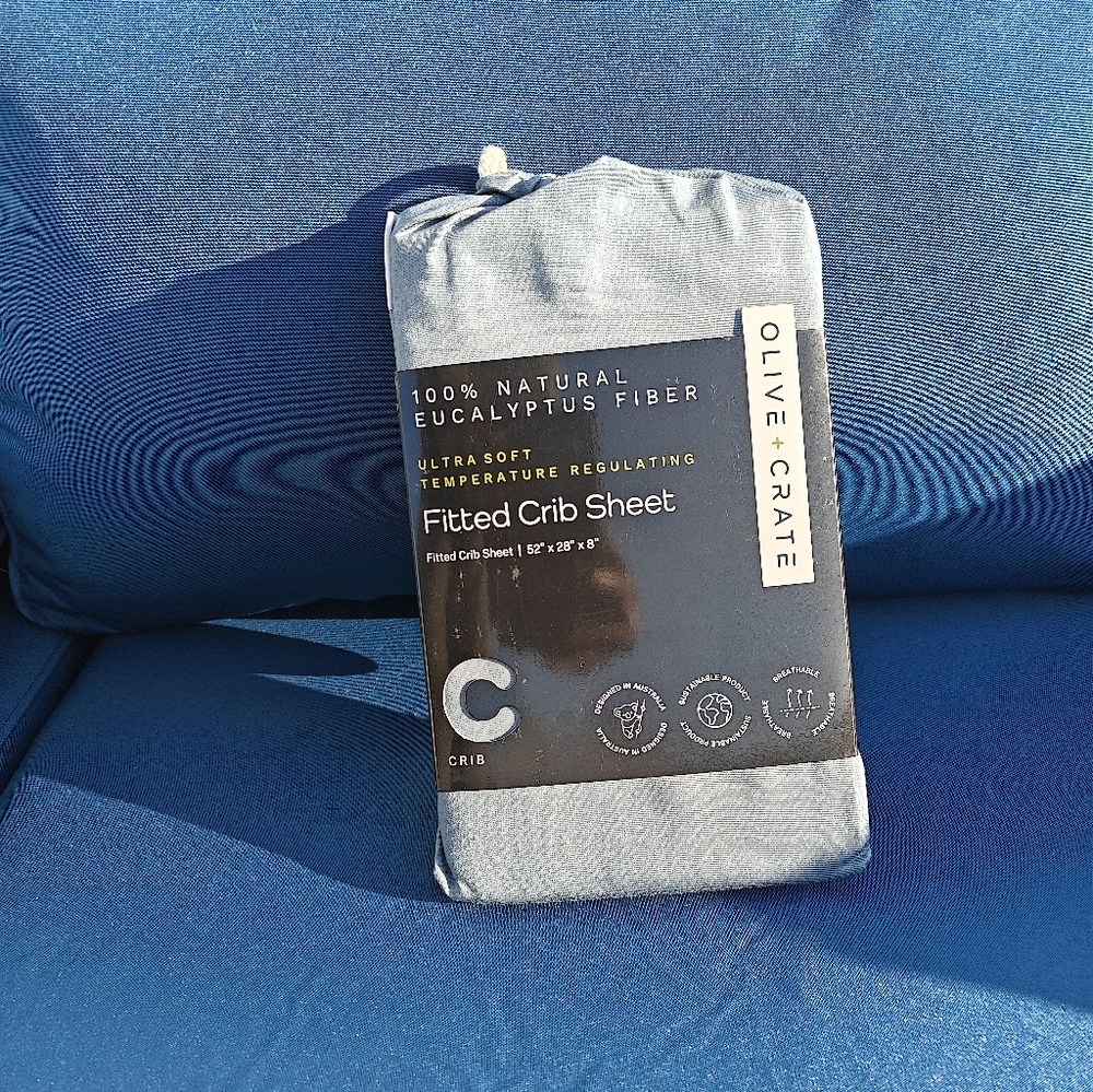 Olive + Crate - 100% Eucalyptus Blue Fitted Crib Sheet